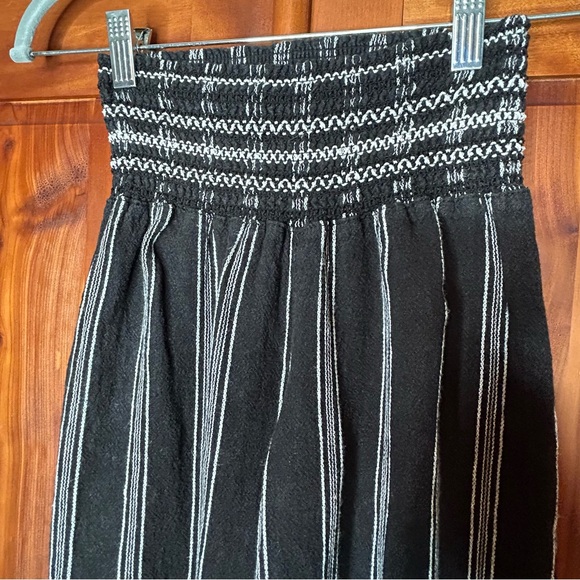 Rewash Linen Blend Striped Wide Leg Pants w a Smocked Waistband Boho High Waist - Picture 9 of 16